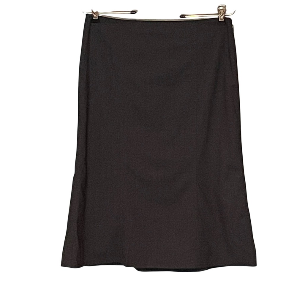 Tahari Charcoal Gray Wool Blend Flared Midi Skirt Pick Stitch 6 Dark Academia